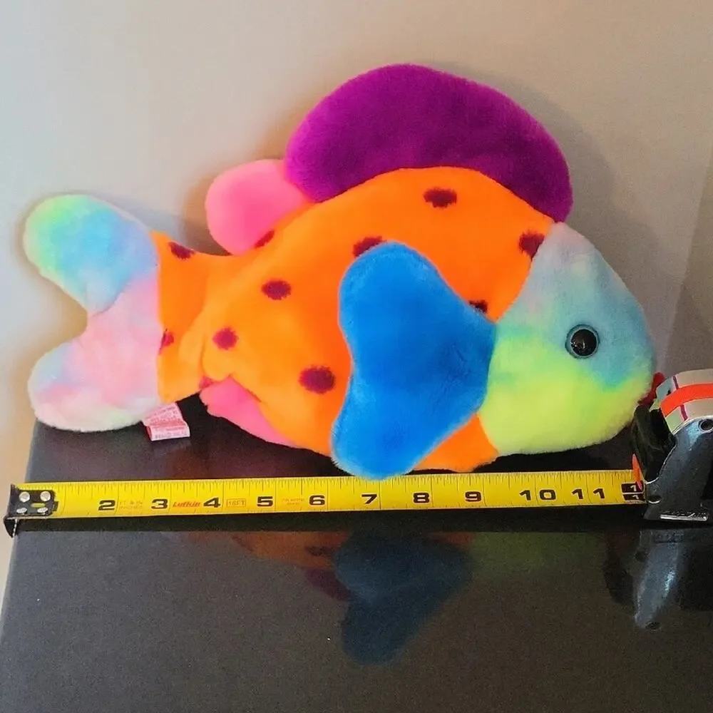 Ty Beanie Baby Lips Vibrant Plush Fish with Blue and Orange
